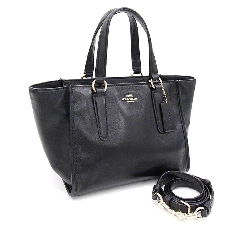Coach 2 WAY Handbag Black Leather Shoulder Mini Bag